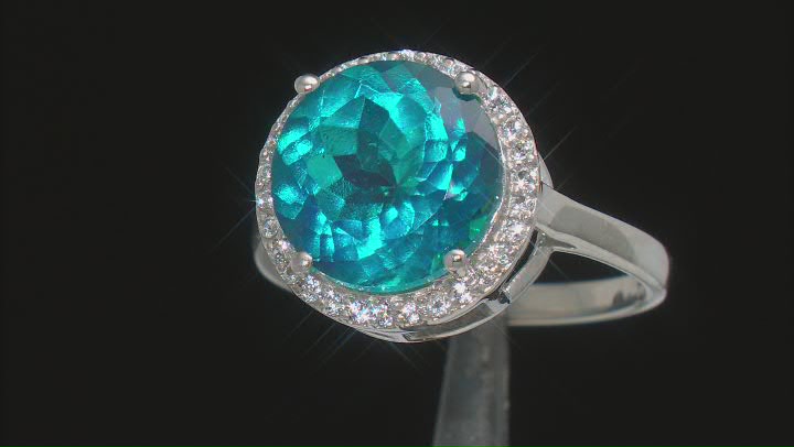 Paraiba Blue Color Topaz Platinum Over Sterling Silver Ring 6.80ctw Video Thumbnail