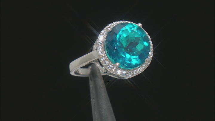 Paraiba Blue Color Topaz Platinum Over Sterling Silver Ring 6.80ctw Video Thumbnail