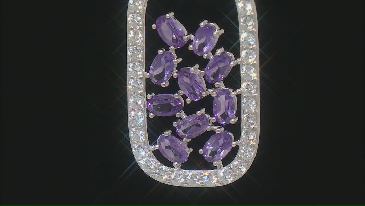Purple Amethyst Rhodium Over Sterling Silver Pendant With Chain 2.80ctw Video Thumbnail