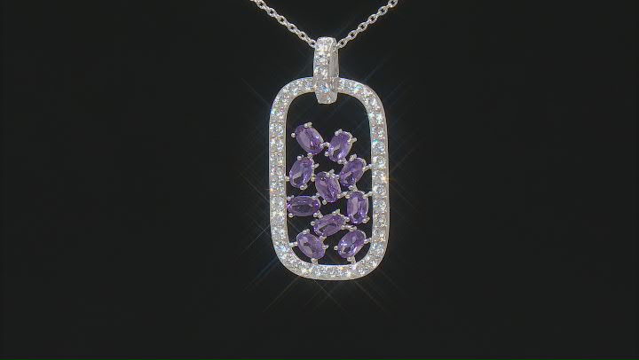 Purple Amethyst Rhodium Over Sterling Silver Pendant With Chain 2.80ctw Video Thumbnail