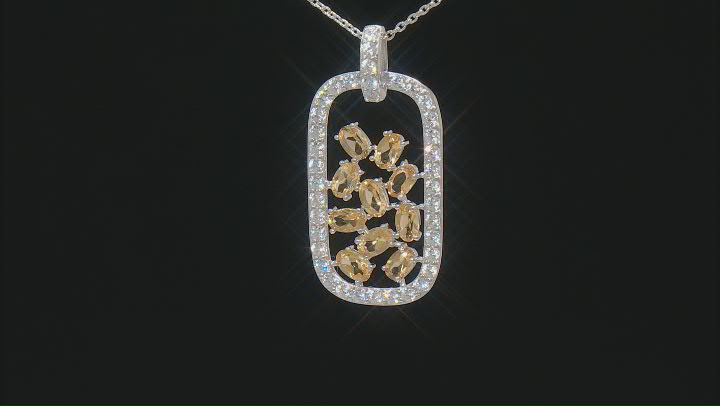 Yellow Citrine Rhodium Over Sterling Silver Pendant With Chain 2.80ctw Video Thumbnail
