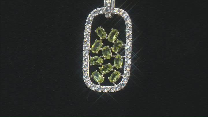 Green Peridot Rhodium Over Sterling Silver Pendant With Chain 3.40ctw Video Thumbnail