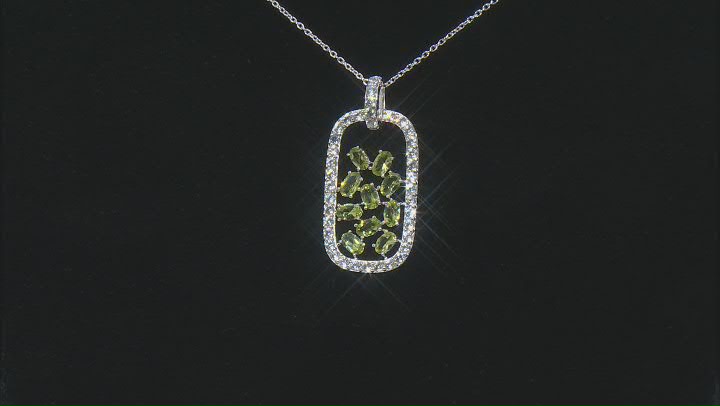 Green Peridot Rhodium Over Sterling Silver Pendant With Chain 3.40ctw Video Thumbnail