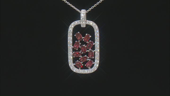 Red Garnet Rhodium Over Sterling Silver Pendant With Chain 3.85ctw Video Thumbnail