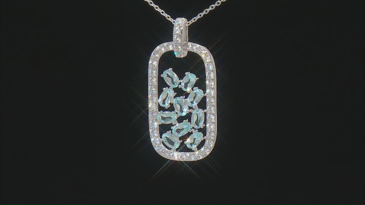 Sky Blue Topaz Rhodium Over Sterling Silver Pendant With Chain 3.50ctw Video Thumbnail