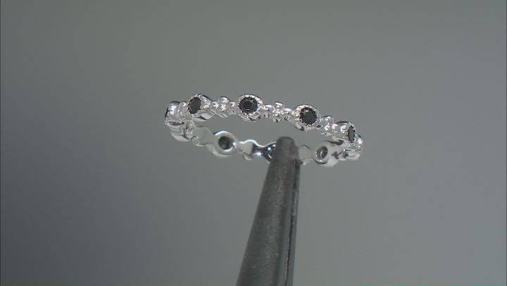 Black Spinel Rhodium Over Sterling Silver Band Rings Set of 6 2.26ctw Video Thumbnail
