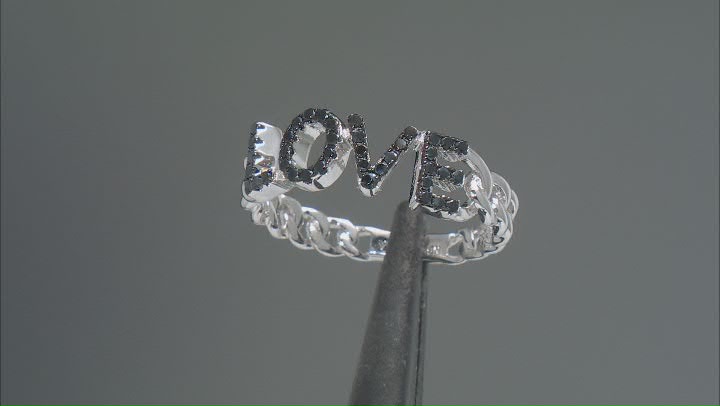 Black Spinel Rhodium Over Sterling Silver "Love" Ring 0.23ctw Video Thumbnail