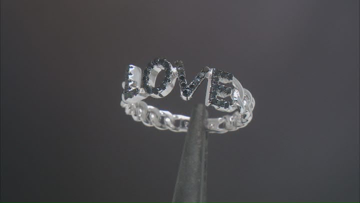Black Spinel Rhodium Over Sterling Silver "Love" Ring 0.23ctw Video Thumbnail