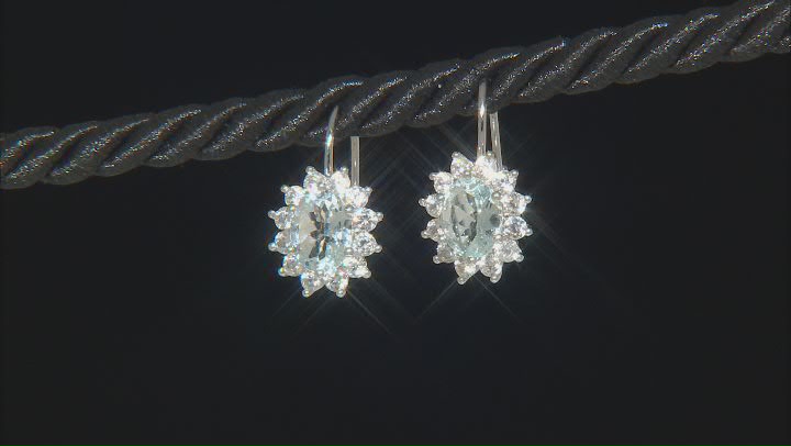 Blue Aquamarine Rhodium Over Sterling Silver Earrings 3.50ctw Video Thumbnail