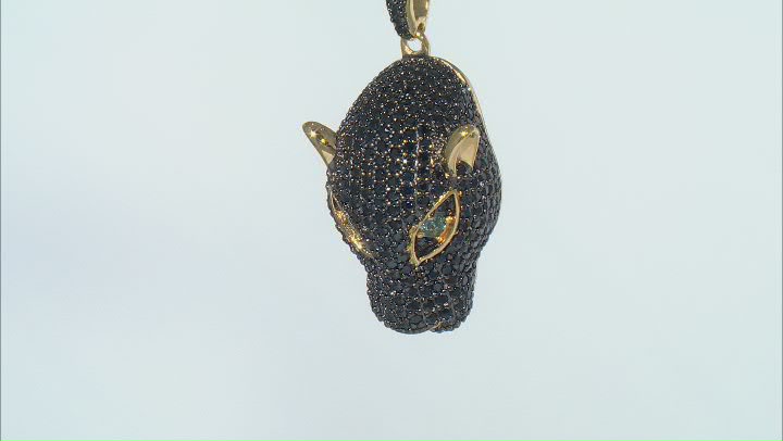 Black Spinel 18k Yellow Gold Over Sterling Silver Panther Pendant With Chain 3.07ctw Video Thumbnail