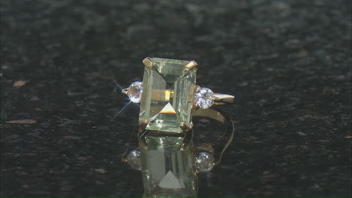 Green Prasiolite 18k Yellow Gold over Sterling Silver Ring 6.72ctw Video Thumbnail