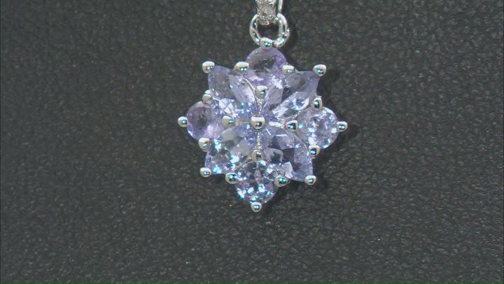 Blue Tanzanite With Zircon Rhodium Over Sterling Silver Pendant With Chain 0.89ctw Video Thumbnail