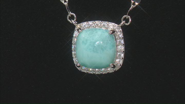 Blue Larimar Platinum Over Sterling Silver Necklace 0.21ctw Video Thumbnail
