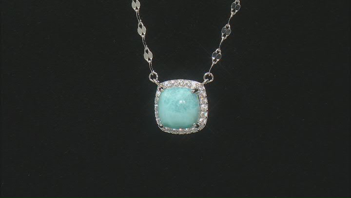 Blue Larimar Platinum Over Sterling Silver Necklace 0.21ctw Video Thumbnail