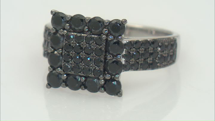 Black Spinel Rhodium Over Sterling Silver Set of Three Rings 2.65ctw Video Thumbnail