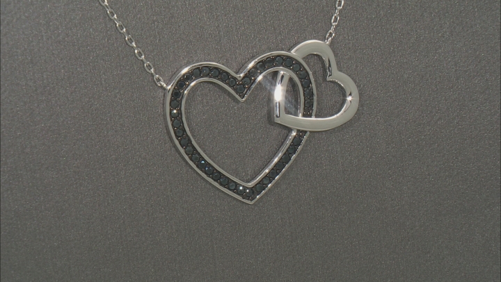 Black Spinel Rhodium Over Sterling Silver Heart Necklace 0.46ctw Video Thumbnail