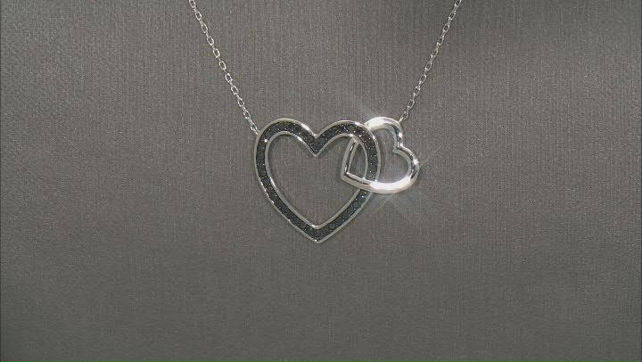 Black Spinel Rhodium Over Sterling Silver Heart Necklace 0.46ctw Video Thumbnail