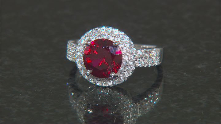 Lab Created Ruby Rhodium Over Sterling Silver Ring 2.67ctw Video Thumbnail