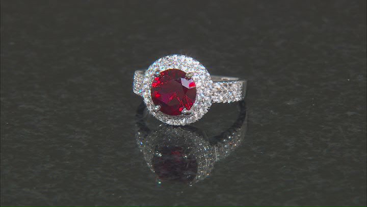 Lab Created Ruby Rhodium Over Sterling Silver Ring 2.67ctw Video Thumbnail
