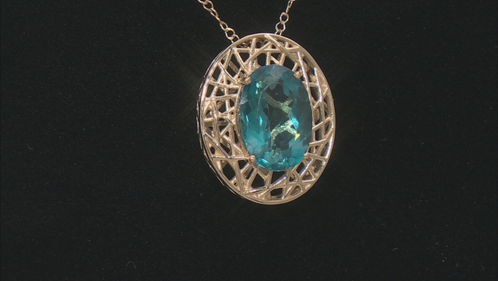 London Blue Topaz 18k Yellow Gold Over Sterling Silver Pendant With Chain 6.55ct Video Thumbnail