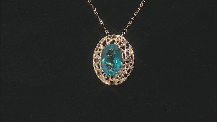 London Blue Topaz 18k Yellow Gold Over Sterling Silver Pendant With Chain 6.55ct Video Thumbnail