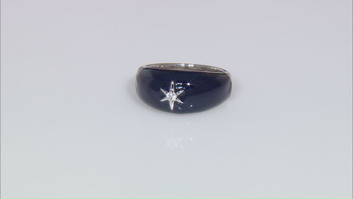 White Lab Created Sapphire With Black Enamel Rhodium Over Sterling Silver 0.04ctw Video Thumbnail