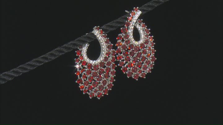 Red Garnet Rhodium Over Sterling Silver Earrings 6.65ctw Video Thumbnail
