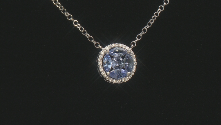 Blue Tanzanite Rhodium Over Sterling Silver Necklace 1.08ctw Video Thumbnail