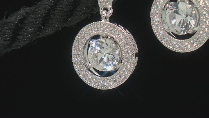 White Lab Created Sapphire Rhodium Over Sterling Silver Dancing Earrings 2.03ctw Video Thumbnail