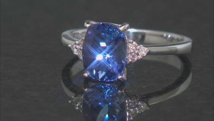 Blue Tanzanite Rhodium Over 10k White Gold Ring 2.19ctw Video Thumbnail