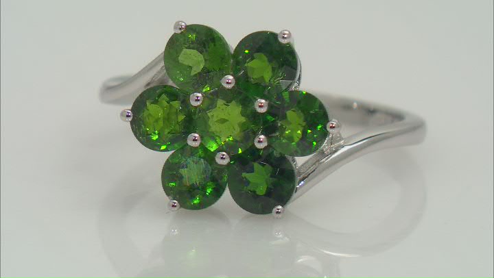 Green Chrome Diopside Rhodium Over Sterling Silver Ring 1.90ctw Video Thumbnail