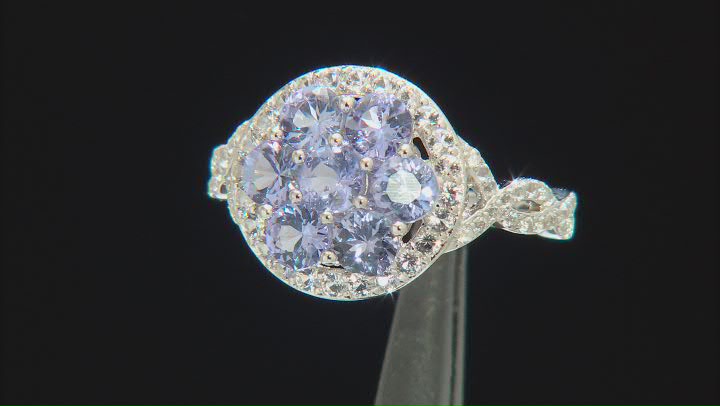 Blue Tanzanite With White Topaz Platinum Over Sterling Silver Ring 3.80ctw Video Thumbnail