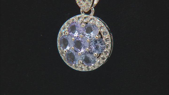 Blue Tanzanite with White Topaz Platinum Over Sterling Silver Pendant with Chain 2.85ctw Video Thumbnail