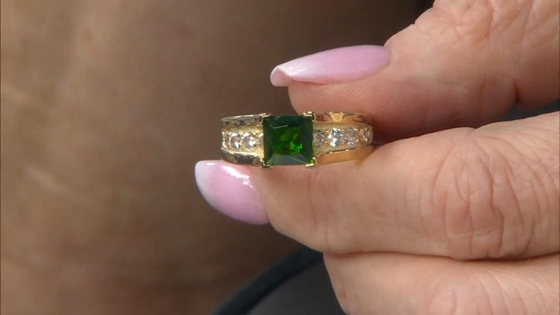 Green Chrome Diopside with White Zircon 18k Yellow Gold Over Sterling Silver Set of 2 Rings 3.32ctw Video Thumbnail
