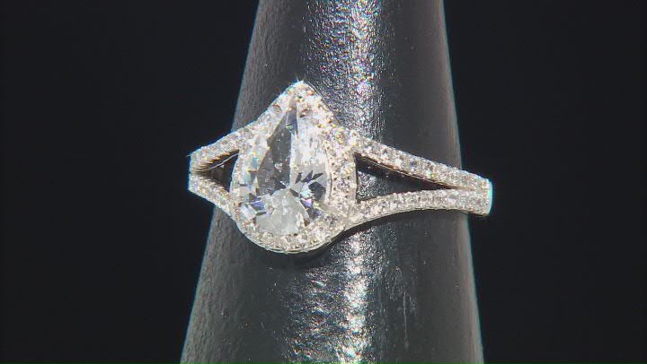 White Lab Created Sapphire Rhodium Over Sterling Silver Ring 1.75ctw Video Thumbnail