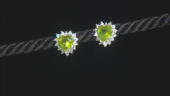 Green Peridot Rhodium Over Sterling Silver Earrings 3.30ctw Video Thumbnail
