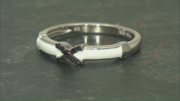 Black Spinel Rhodium Over Sterling Silver Ring 0.06ctw Video Thumbnail
