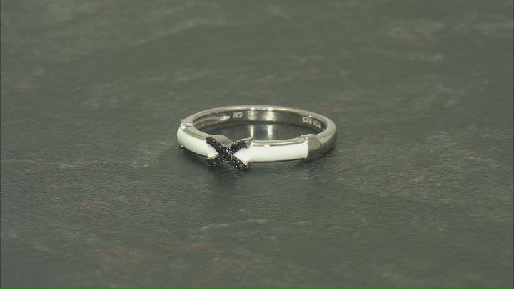 Black Spinel Rhodium Over Sterling Silver Ring 0.06ctw Video Thumbnail