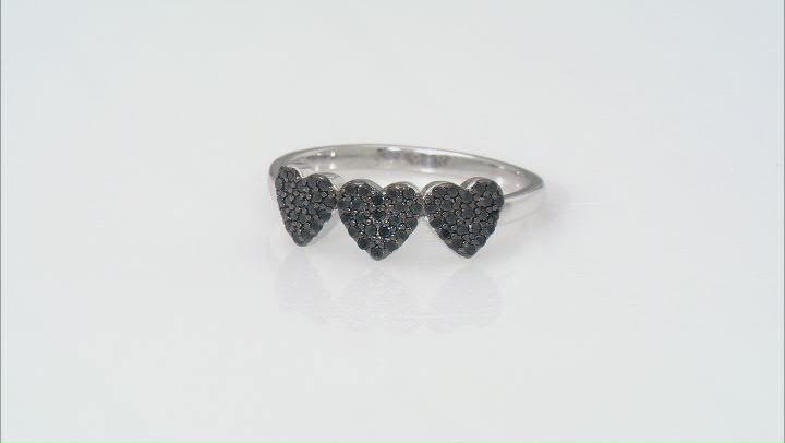 Black Spinel Rhodium Over Sterling Silver Ring 0.37ctw Video Thumbnail