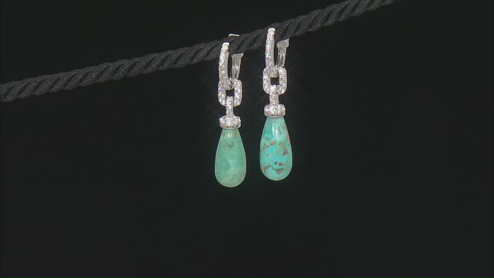 Blue Composite Turquoise Rhodium Over Sterling Silver Earrings 1.68ctw Video Thumbnail