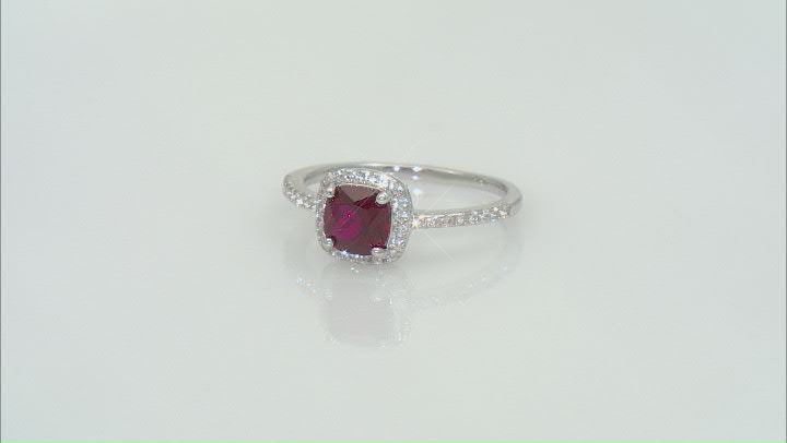 Lab Created Ruby Rhodium Over Sterling Silver Ring 0.90ctw Video Thumbnail