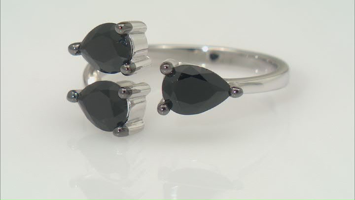 Black Spinel Rhodium Over Sterling Silver Ring 1.80ctw Video Thumbnail