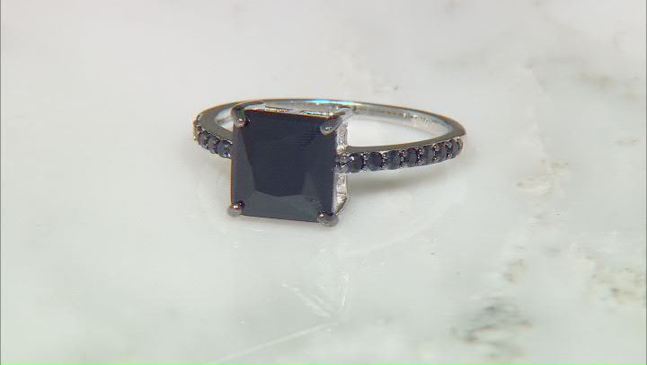 Black Spinel Rhodium Over Sterling Silver Ring 2.12ctw Video Thumbnail