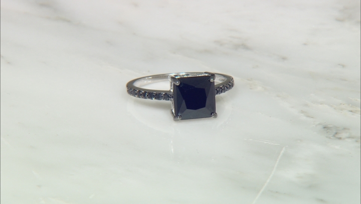 Black Spinel Rhodium Over Sterling Silver Ring 2.12ctw Video Thumbnail