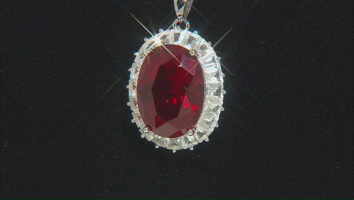 Lab Created Ruby Rhodium Over Sterling Silver Pendant With Chain 10.00ctw Video Thumbnail