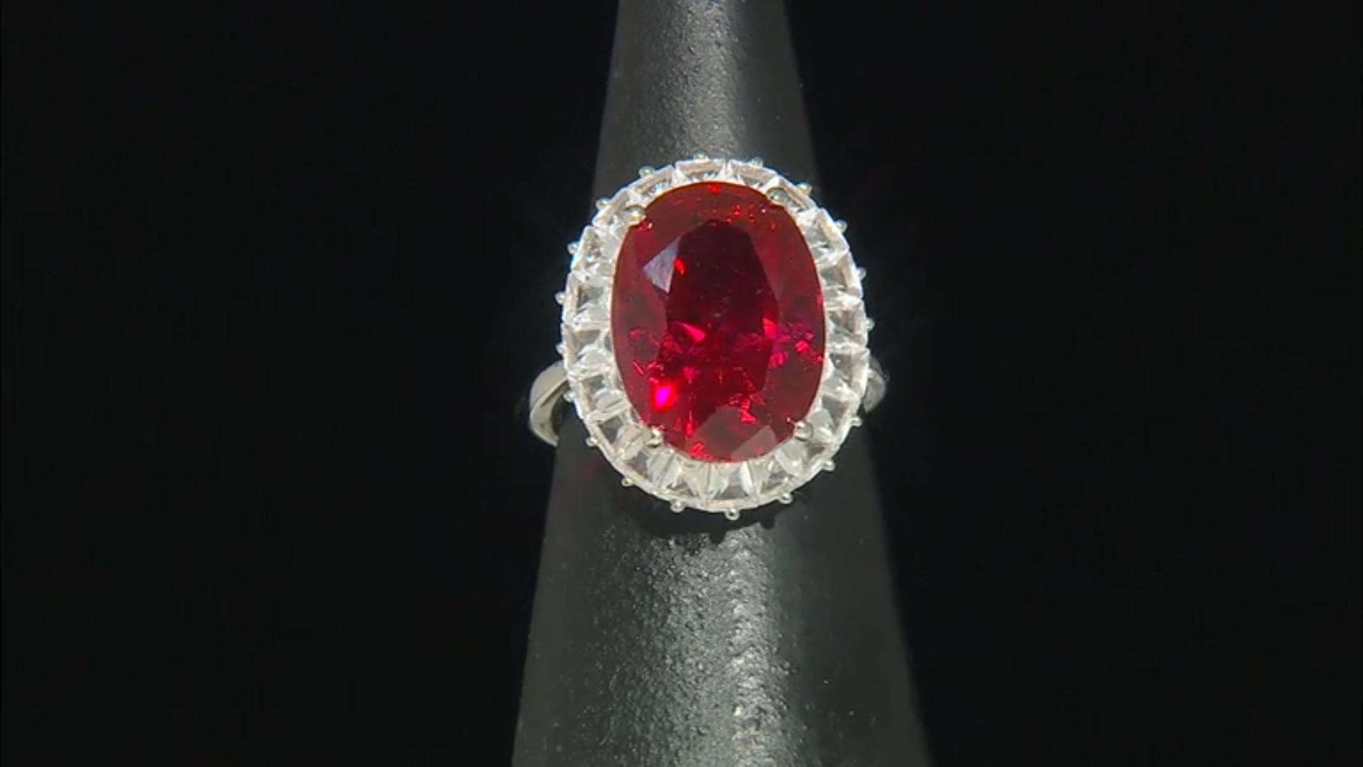 Lab Created Ruby Rhodium Over Sterling Silver Ring 10.00ctw Video Thumbnail