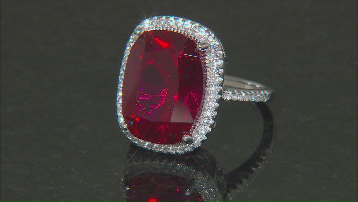 Lab Created Ruby Rhodium Over Sterling Silver Ring 10.45ctw Video Thumbnail