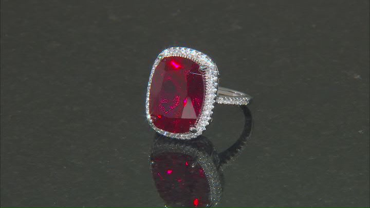 Lab Created Ruby Rhodium Over Sterling Silver Ring 10.45ctw Video Thumbnail