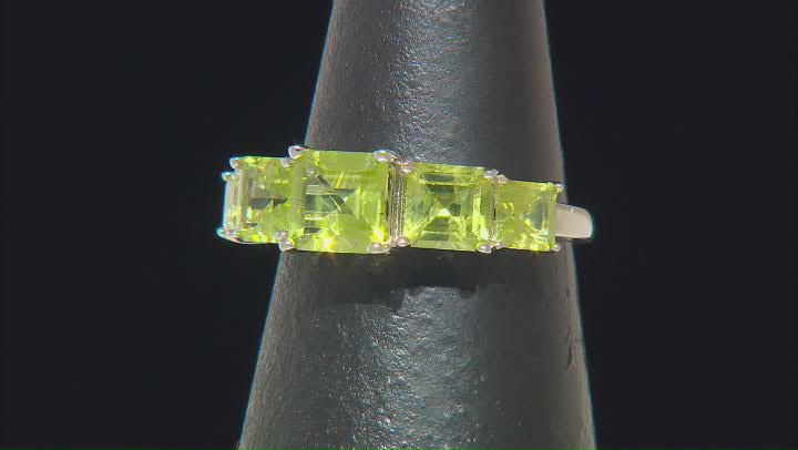 Green Peridot Rhodium Over Sterling Silver Ring 2.70ctw Video Thumbnail