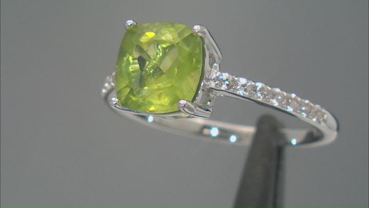 Green Peridot Rhodium Over Sterling Silver Ring 2.35ctw Video Thumbnail